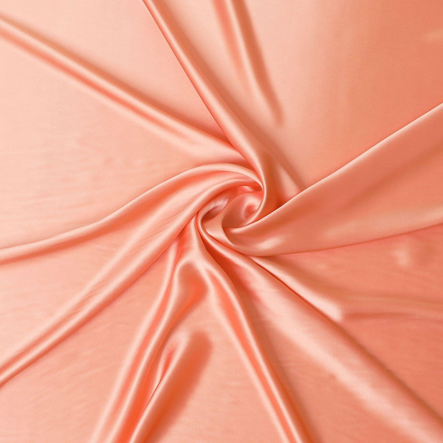 Salmon orange plain 100% Pure silk satin fabric-D9311