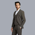Iron grey Premium super 120's Italian all wool suiting fabric in self design-D10807