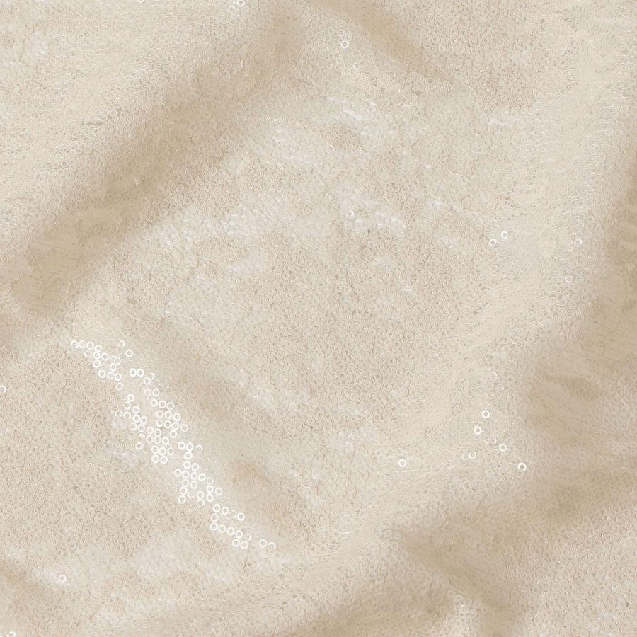 Off white nylon tulle fabric with same color embroidery and sequins in floral design