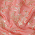 قماش شيفون من الحرير الخالص باللون البرتقالي اليوسفي مع لوريكس معدني ذهبي بتصميم زهور - D14150
