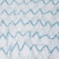 Powder blue nylon tulle fabric with same tone, blue sequins having same tone bead work in geometric design-D13793