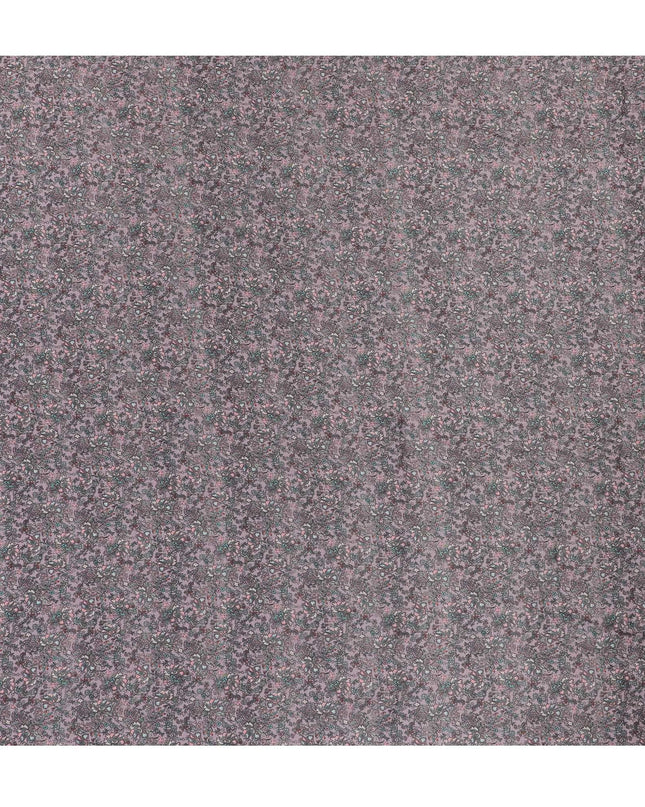 Light plum synthetic crepe fabric with multicolor print in floral design-D15034