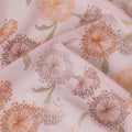 Light pink cotton voile fabric with same tone, sage green and peach embroidery in floral design-D14468