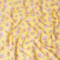 Cyber yellow uragiri cotton voile fabric with same tone jacquard having multicolor print in floral design-D10050