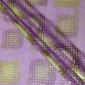Purple Premium pure silk chiffon fabric with Paris green print having gold metallic lurex in dot design-D14300