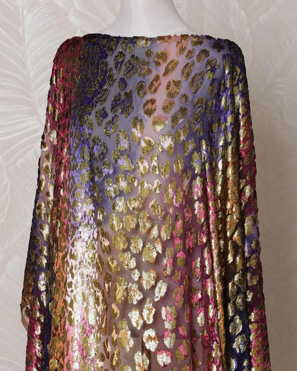 Multicolor Premium pure silk blended velvet makmal dirac fabric with gold metallic lurex in fancy design-D15603 Regal Fabrics