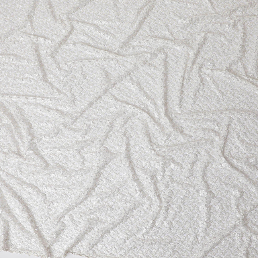 Cream guipure lace fabric with same tone embroidery in fancy design-D11771
