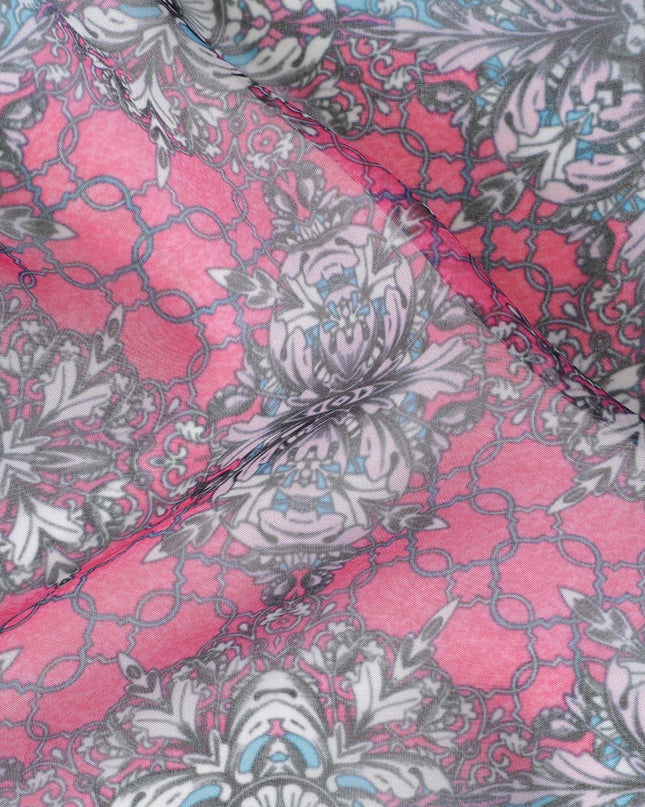 Multicolor printed synthetic chiffon fabric in floral design-D11016 Regal Fabrics