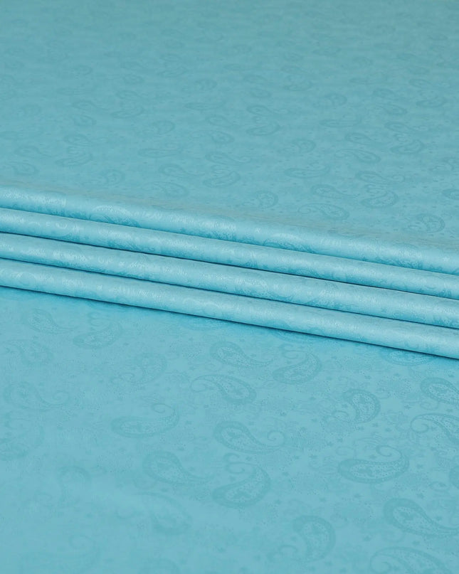 Electric blue cotton satin fabric in self design having same tone jacquard-D6824 Regal Fabrics