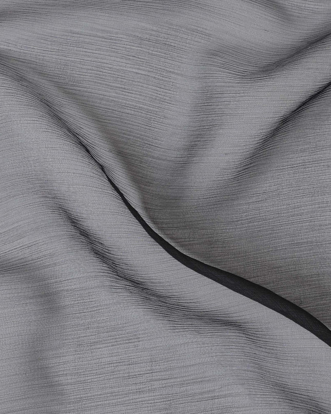 Cloud grey to black Premium pure silk chiffon fabric in ombre design-D15485