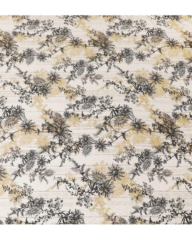 Beige viscose crepe printed fabric with multi colour prints in floral design-D11160