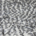 Cream, grey synthetic chiffon fabric with same tone and black patchwork in fancy design-D11706 Regal Fabrics