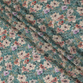 Light teal green viscose crepe fabric with multicolor print in floral design-D15354