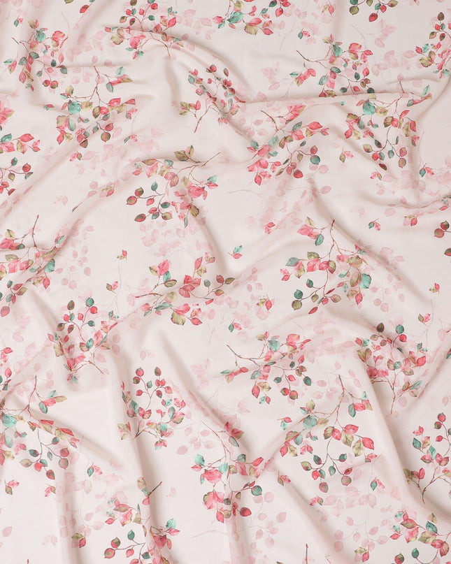 Light peach synthetic georgette fabric with multicolor print in floral design-D10297