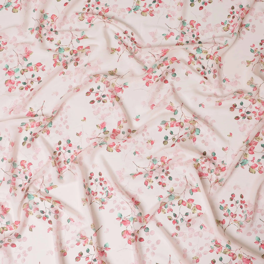 Light peach synthetic georgette fabric with multicolor print in floral design-D10297 Regal Fabrics