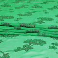 Forest green premium pure silk chiffon fabric with multitone metallic lurex in floral design-D9662