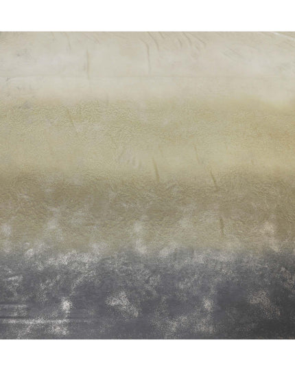 Tea green to black synthetic chiffon fabric having gold metallic foil in ombre design-D10656 Regal Fabrics