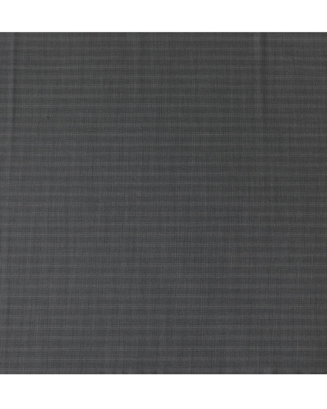 Charcoal grey Premium Italian wool suiting fabric with off white checks design-D11448