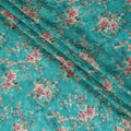 Fountain blue viscose crepe fabric with multicolor print in floral design-D11071 Regal Fabrics