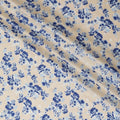 Latte beige sustainable Tencel rayon fabric with azure blue and baby blue print in fancy design-D10654
