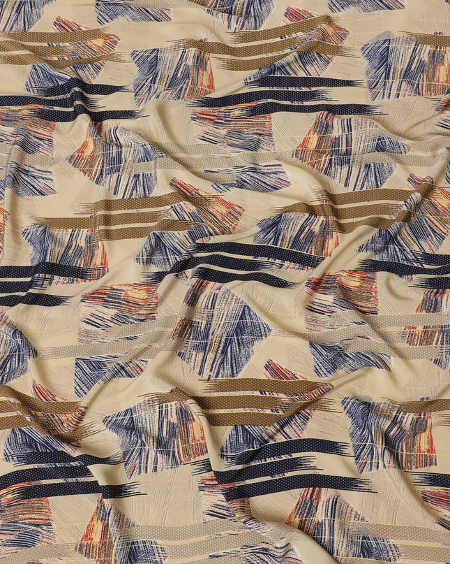 Multicolor synthetic crepe fabric in abstract design-D14181 Regal Fabrics