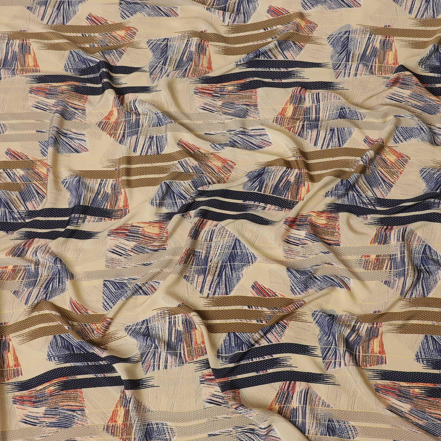 قماش كريب صناعي متعدد الألوان بتصميم تجريدي-D14181