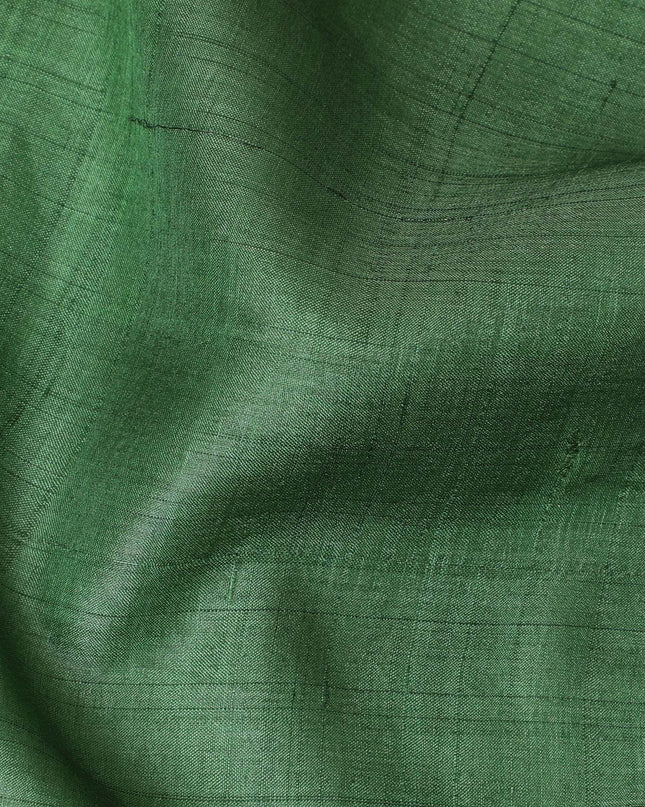 Emerald green plain blended tussar silk fabric-D12247 Regal Fabrics