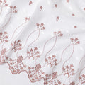 White Premium Swiss cotton voile thobe with same tone and pale brown embroidery in floral design having stone work-D11625
