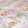 Off white Italian cotton voile fabric with Paris green, light lavender, carnation pink and black print in floral design-D6384 Regal Fabrics