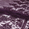 Dark Mauve purple nylon tulle fabric with same tone embroidery having sequins in fancy design -D6682