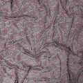 Black lace fabric with light pink embroidery in floral design-D13285
