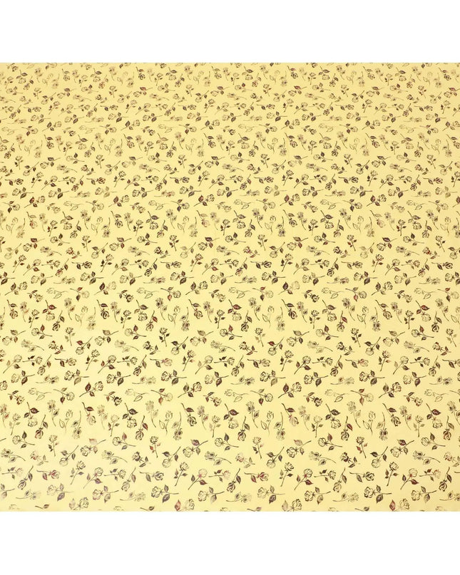 Sun flower yellow cotton voile fabric with black and olive green metallic foil print in floral design-D9784 Regal Fabrics