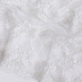 White nylon tulle fabric with same tone embroidery in floral design-D11711