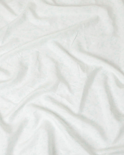 قماش الكتان الإيطالي النقي الفاخر باللون الأبيض الفاتح مع طباعة باللون الأخضر النعناعي بتصميم الأزهار-D13996