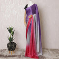 Magenta pink to purple Premium pure changent silk chiffon saree having stone work in Ombre design-D15510 Regal Fabrics