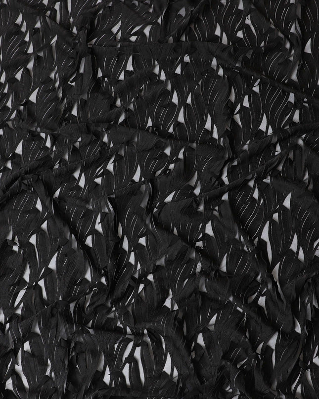 قماش تول نايلون أسود مع عمل بتلات فاخر بتصميم فاخر-D15202