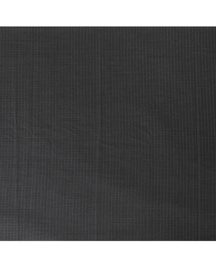 Coin grey Premiuum Super 140's English all wool suiting fabric having same tone and baby blue checks design-D13098