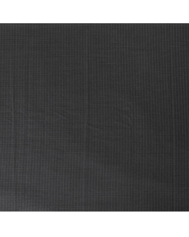 Coin grey Premiuum Super 140's English all wool suiting fabric having same tone and baby blue checks design-D13098
