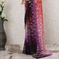 Multicolor Premium pure French chantilly lace saree having stone work in floral design-D14520