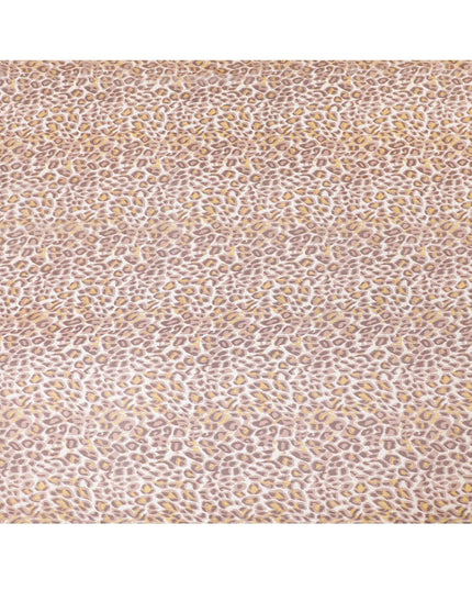 قماش شيفون من الحرير الخالص باللون الوردي الفاتح مع طباعة باللون البني الفاتح والأصفر الخردل والبني الشوكولاتة بتصميم جلد الحيوان-D9308