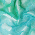 Turquoise green premium pure silk chiffon fabric with multicolor print having silver viscose in dot design-D13118
