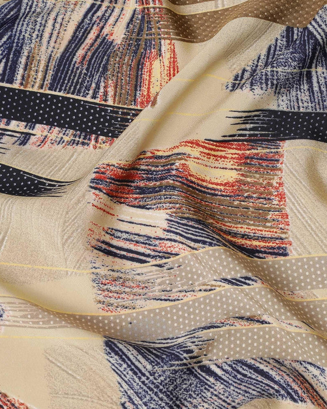 Multicolor synthetic crepe fabric in abstract design-D14181 Regal Fabrics