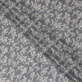 Iron grey cotton voile fabric with beige and off white print in floral design-D14838