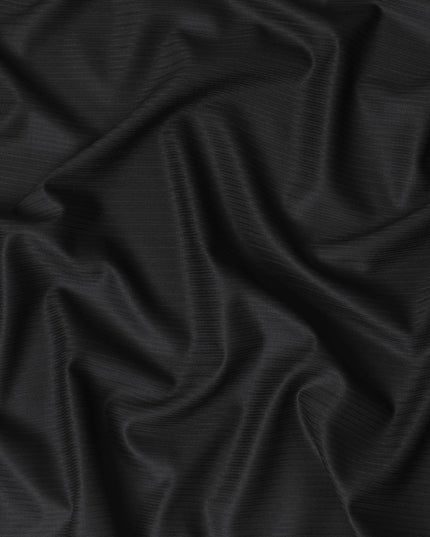 Black Premium English super 150's wool and cashmere suiting fabric with same tone stripe in herringbone design-D11423