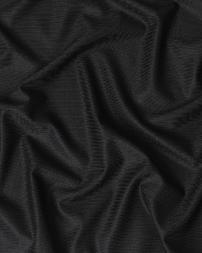 Black Premium English super 150's wool and cashmere suiting fabric with same tone stripe in herringbone design-D11421