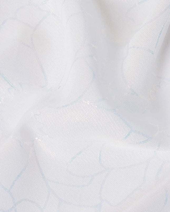 White synthetic chiffon fabric with same tone metallic lurex in floral design-D10132 Regal Fabrics