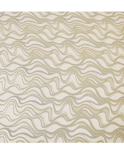 Light gold Premium pure French (Fransawi) silk chiffon fabric with black viscose and gold metallic lurex in fancy design-D14308