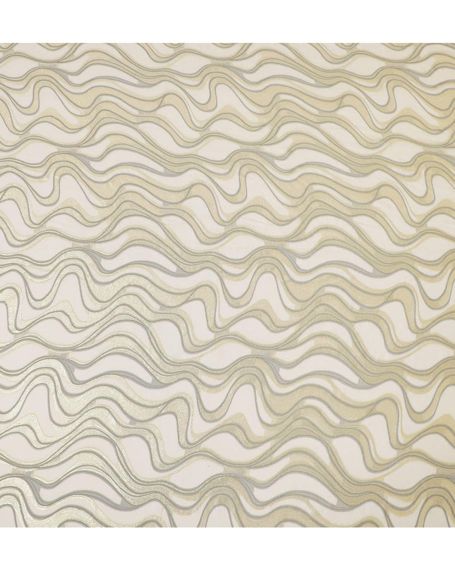 Light gold Premium pure French (Fransawi) silk chiffon fabric with black viscose and gold metallic lurex in fancy design-D14308