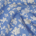 Sky blue cotton voile fabric with beige print in floral design-D15151