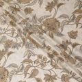 قماش فيسكوز إيطالي فاخر باللون البيج اللاتيه بنفس اللون، طباعة باللون الأسود والبني الشاحب بتصميم الأزهار-D12528